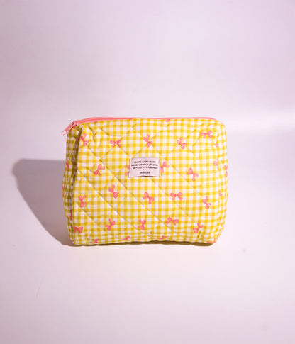 Plaid Bow Cosmetic Organizer Bag