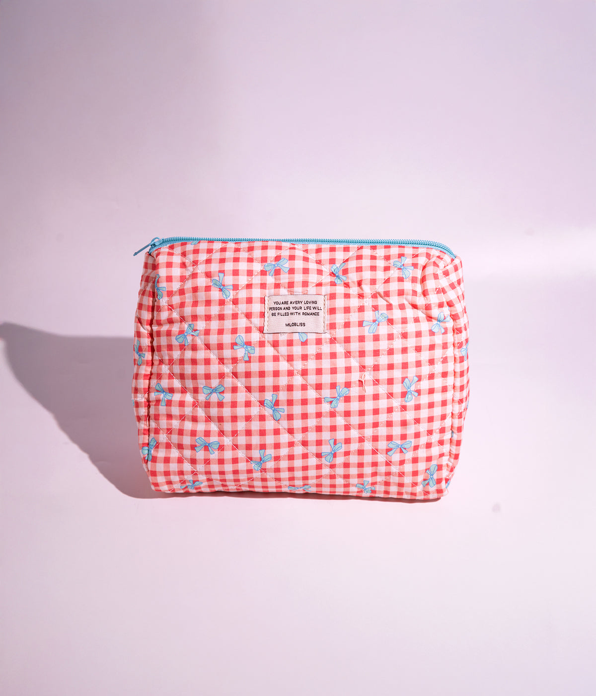 Plaid Bow Cosmetic Organizer Bag