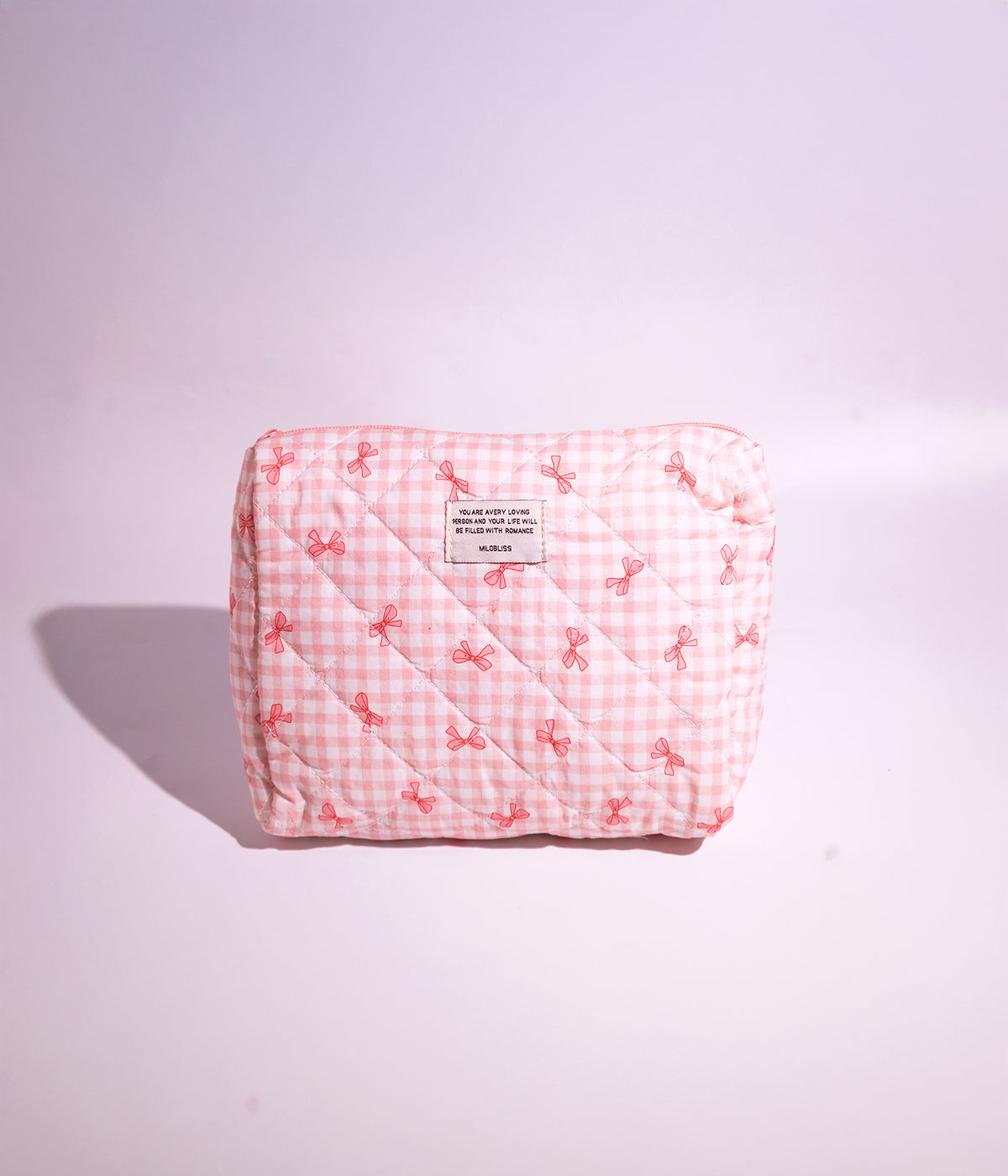 Plaid Bow Cosmetic Organizer Bag