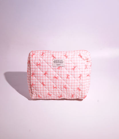 Plaid Bow Cosmetic Organizer Bag