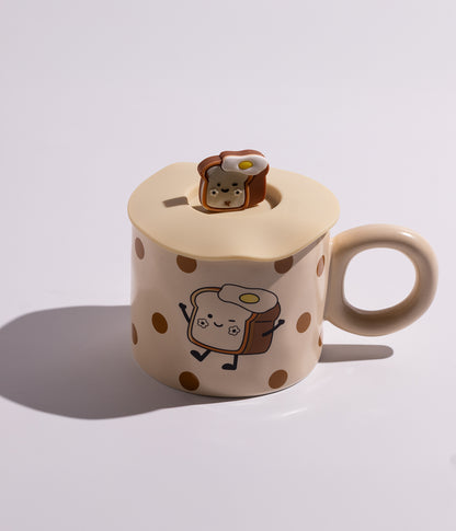 كوب سيراميك بتصميم مرح مع غطاء