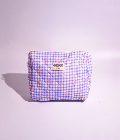 Plaid Bow Cosmetic Organizer Bag