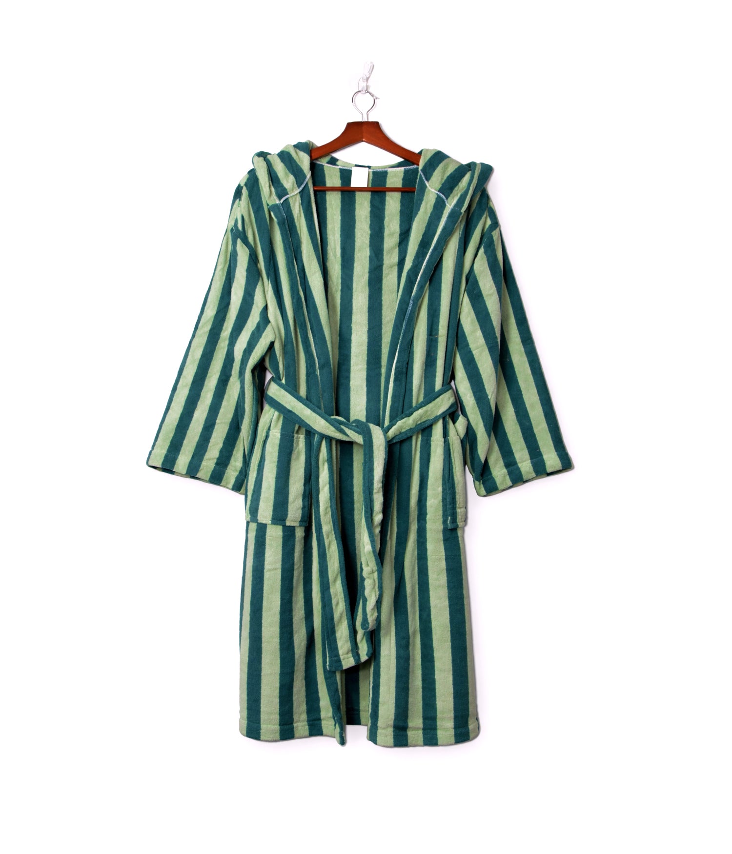 روب استحمام قطني مخطط بجيوب أمامية فري سايز