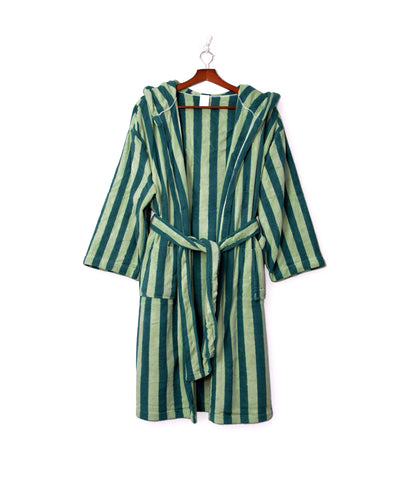 روب استحمام قطني مخطط بجيوب أمامية فري سايز