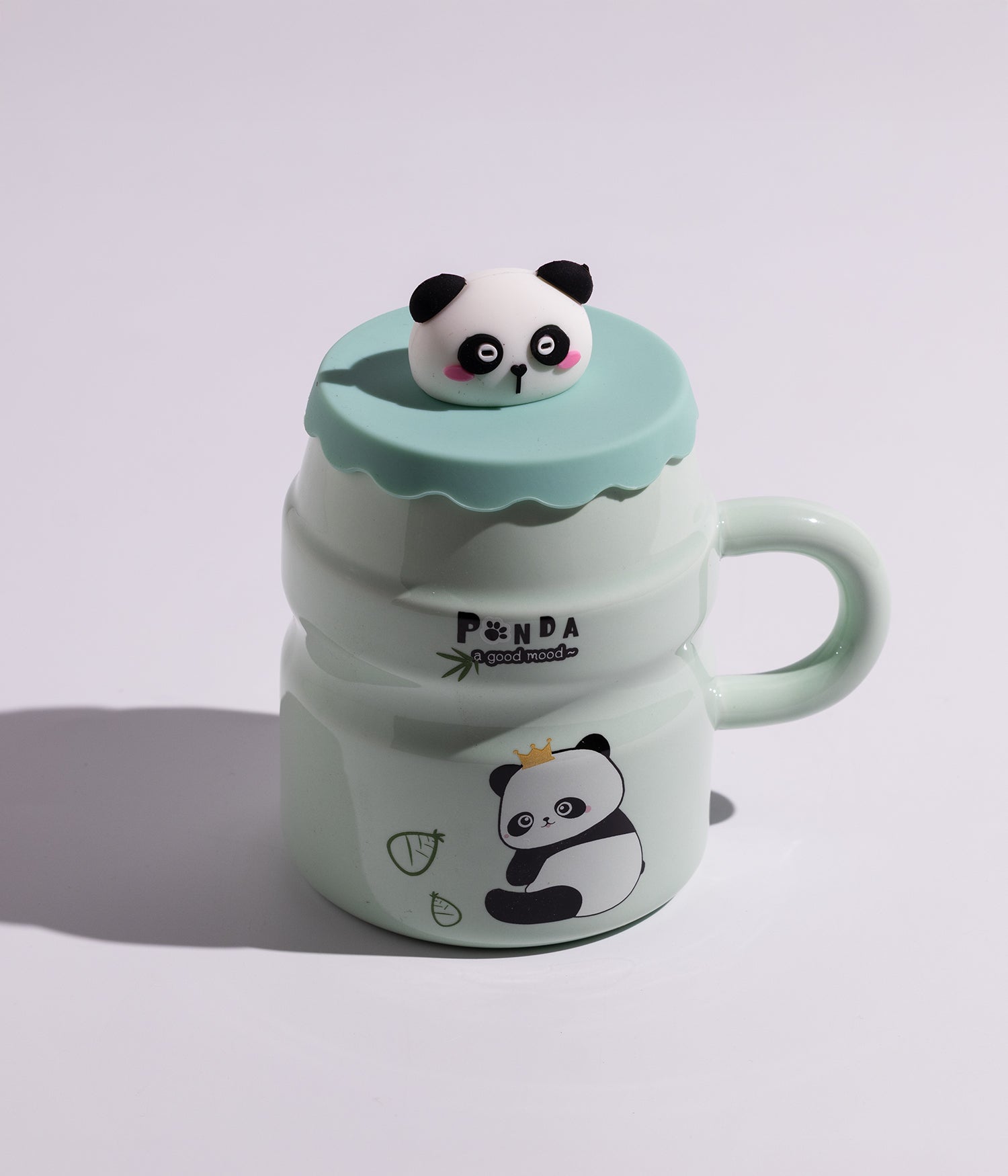 كوب سيراميك بتصميم باندا كيوت وغطاء لحفظ المشروبات