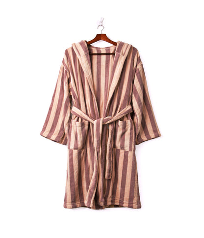 روب استحمام قطني مخطط بجيوب أمامية فري سايز