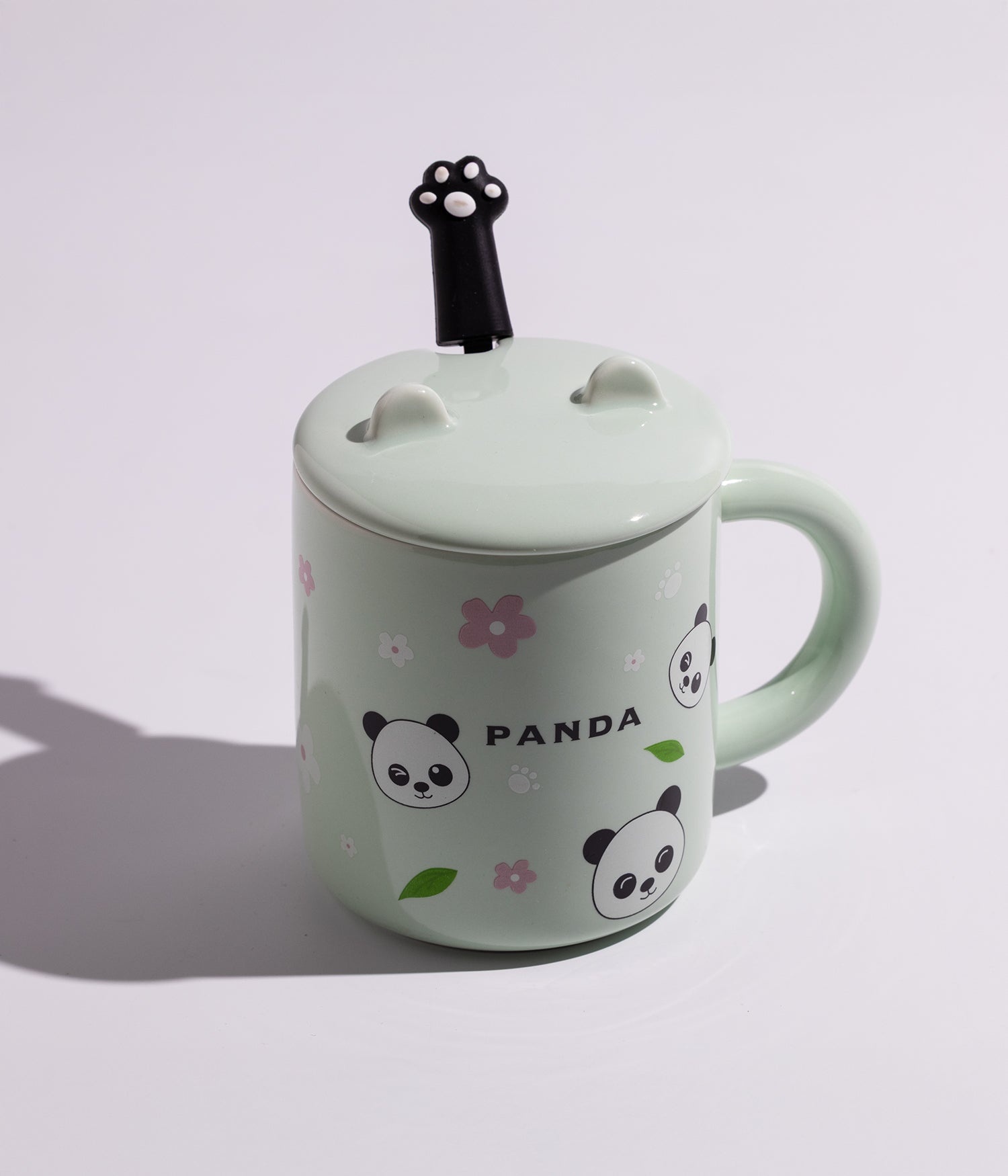 كوب سيراميك بتصميم حيوانات مختلفة مع غطاء وملعقة