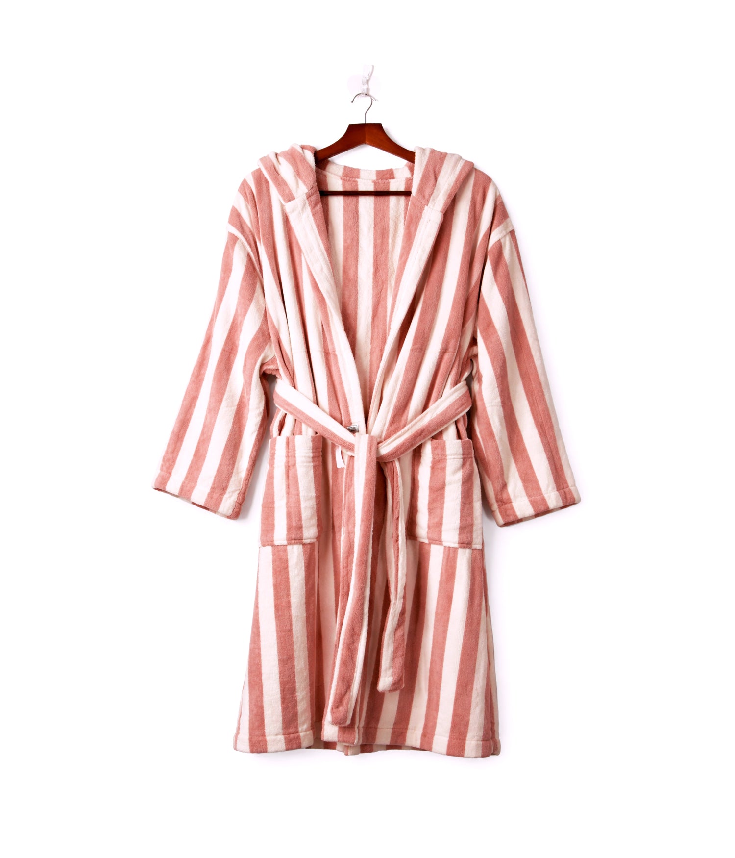 روب استحمام قطني مخطط بجيوب أمامية فري سايز