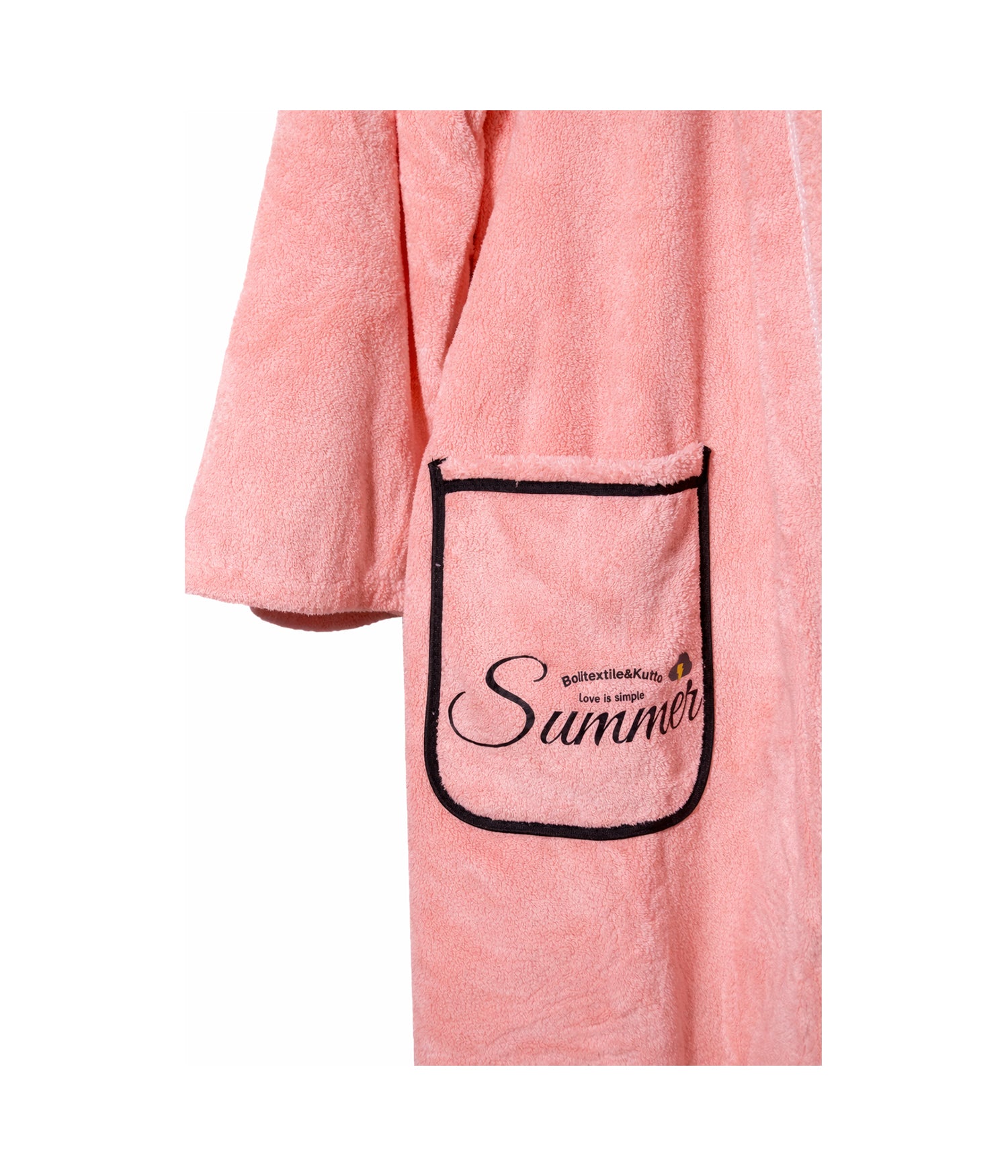 Microfiber bathrobe with hood and front pockets, one size