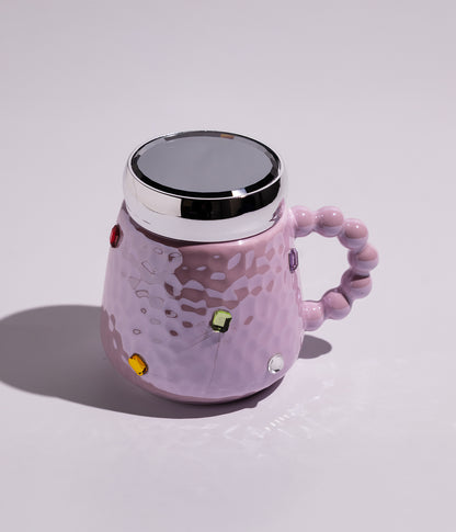 كوب سيراميك بتصميم أنيق مع غطاء محكم الاغلاق