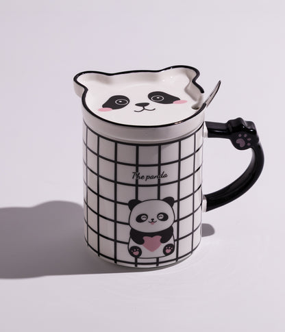كوب سيراميك بتصميم باندا مع غطاء وملعقة