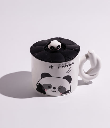 كوب سيراميك بتصميم باندا مع غطاء