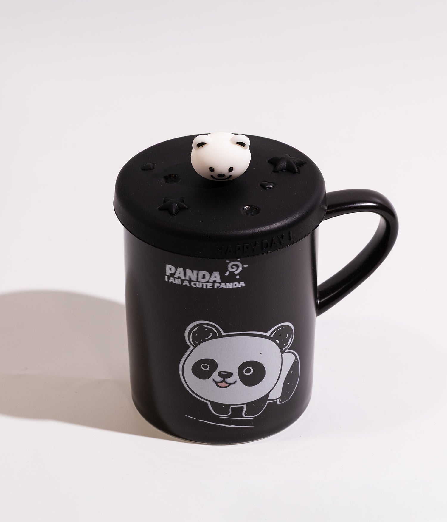 كوب سيراميك برسوم باندا لطيف مع غطاء لحفظ الحرارة
