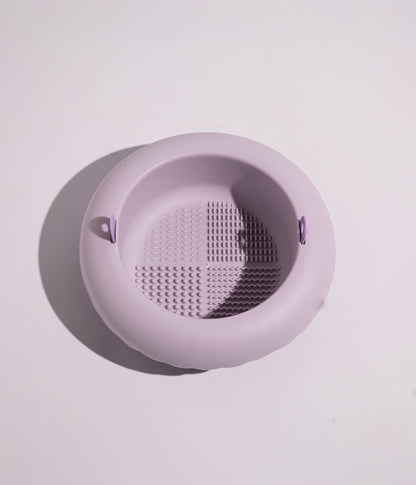 سلة تنظيف فرش المكياج بمقبض 3 في 1