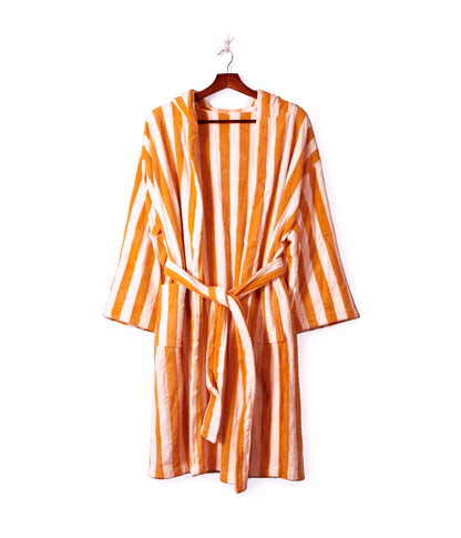 روب استحمام قطني مخطط بجيوب أمامية فري سايز