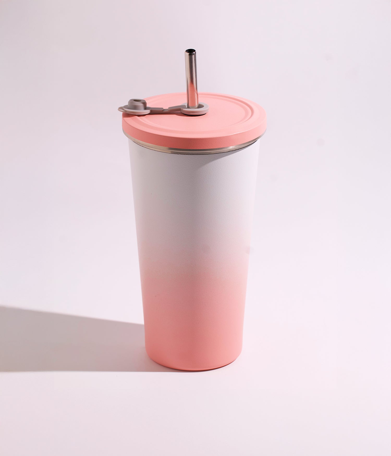 كوب حراري ستانلس ستيل متدرج اللون مع غطاء ومزاز