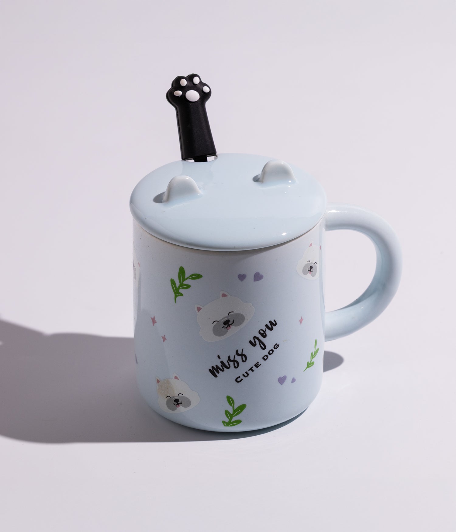 كوب سيراميك بتصميم حيوانات مختلفة مع غطاء وملعقة