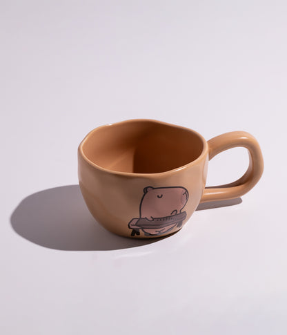 كوب سيراميك برسمة كلب البحر الموسيقي وبمقبض مريح