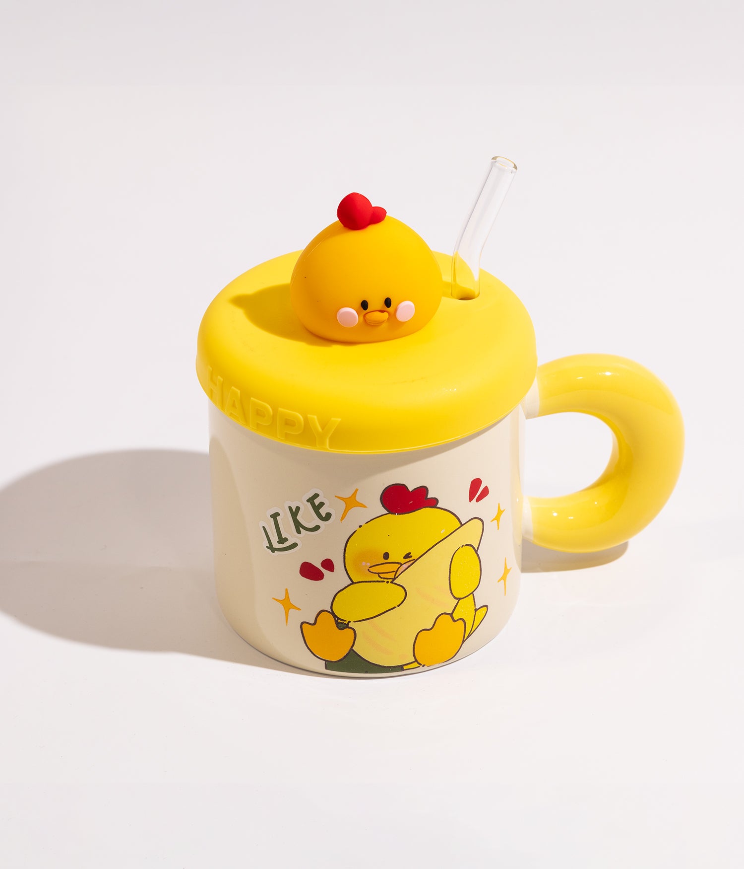 كوب سيراميك بتصميم حيوانات لطيفة مختلفة بغطاء ومزاز