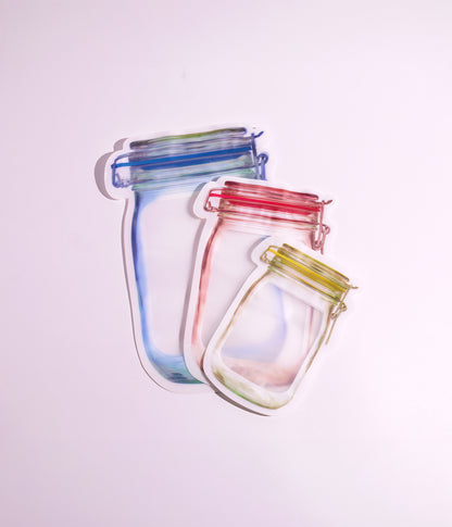 طقم أكياس تخزين "المرطبان" المحكمة متنوعة الاشكال