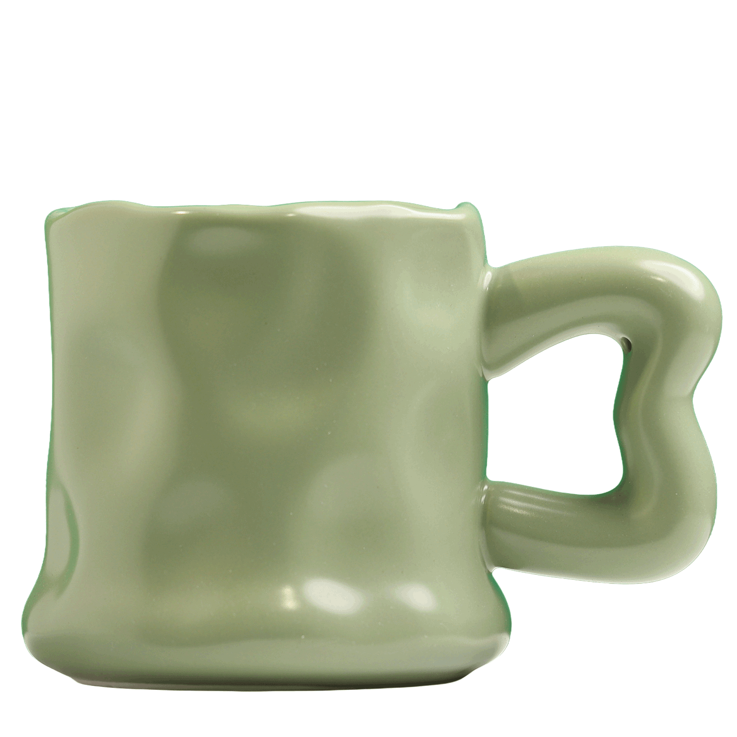 Ceramic mug with a wave design and a modern handle for coffee and tea