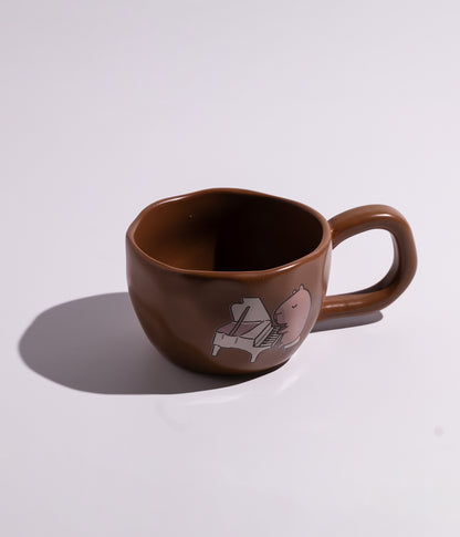 كوب سيراميك برسمة كلب البحر الموسيقي وبمقبض مريح