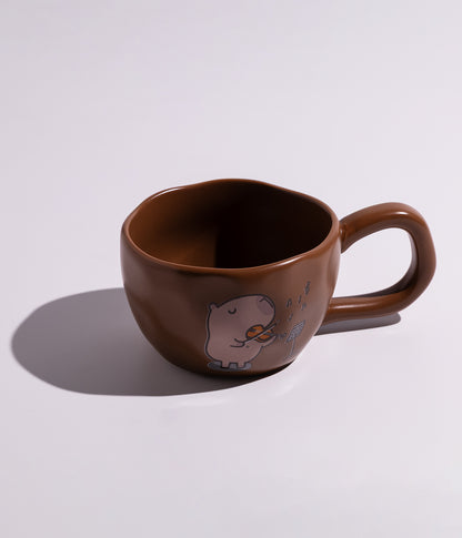 كوب سيراميك برسمة كلب البحر الموسيقي وبمقبض مريح