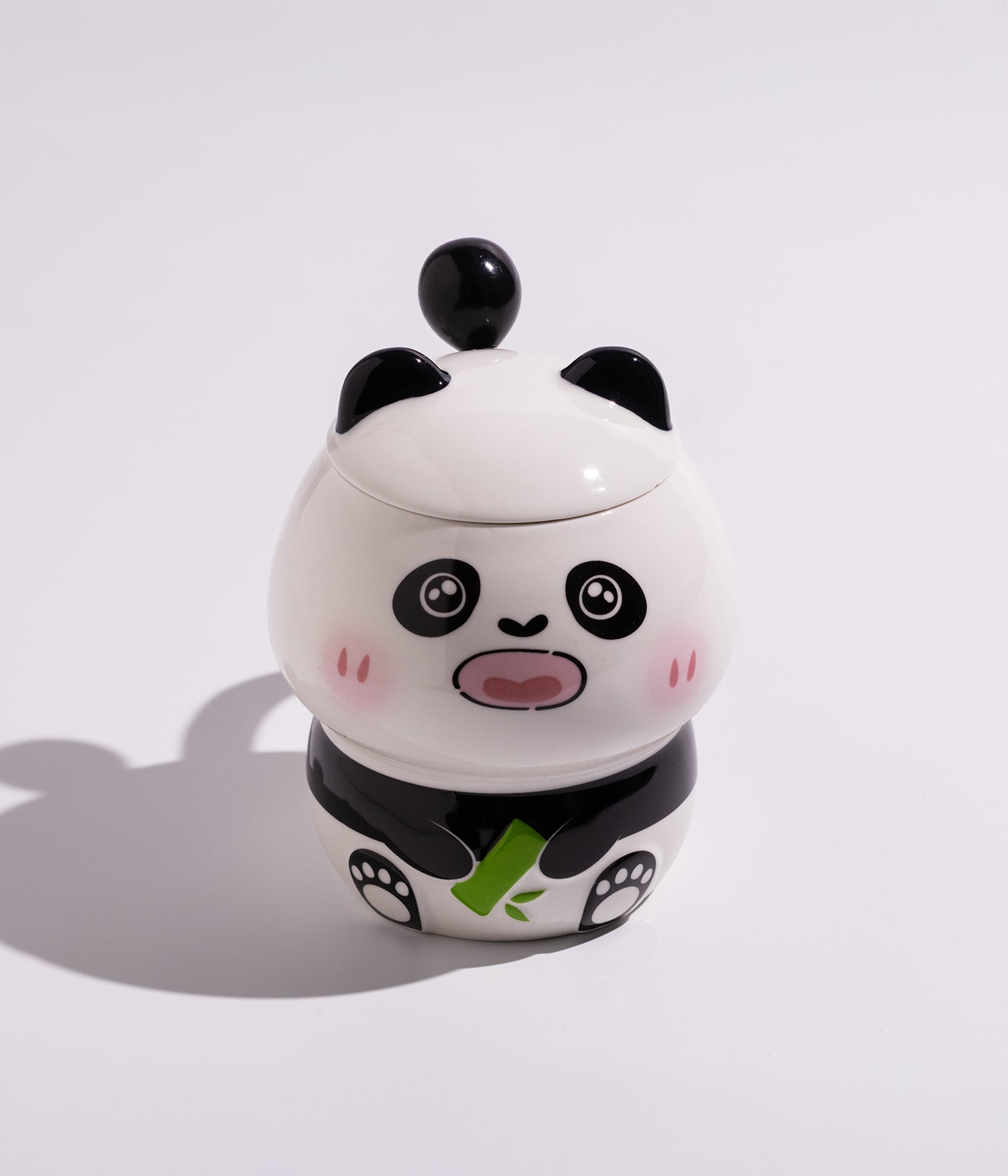 كوب سيراميك بتصميم باندا كيوت مع غطاء وملعقة