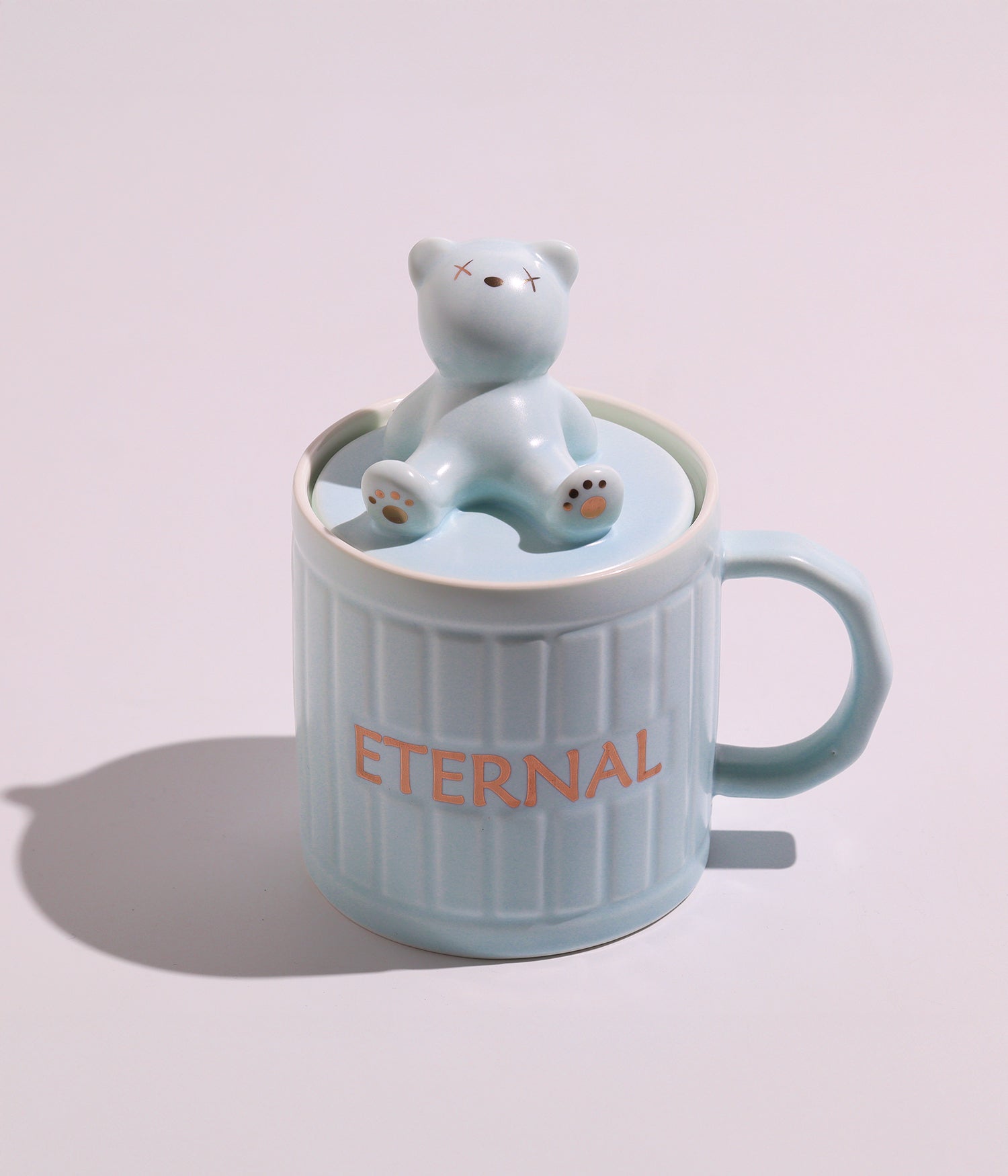 كوب سيراميك بتصميم دب على الغطاء مع ملعقة