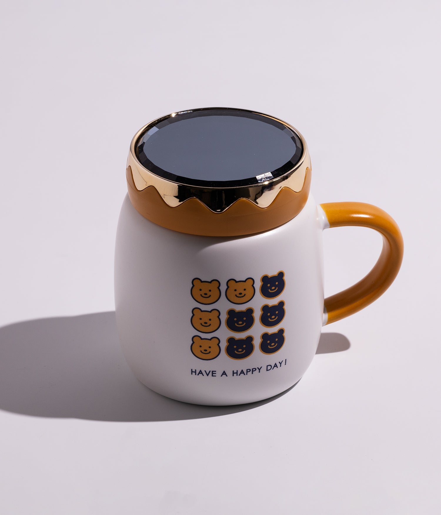 كوب قهوة سيراميك برسومات دباديب مع غطاء محكم الاغلاق