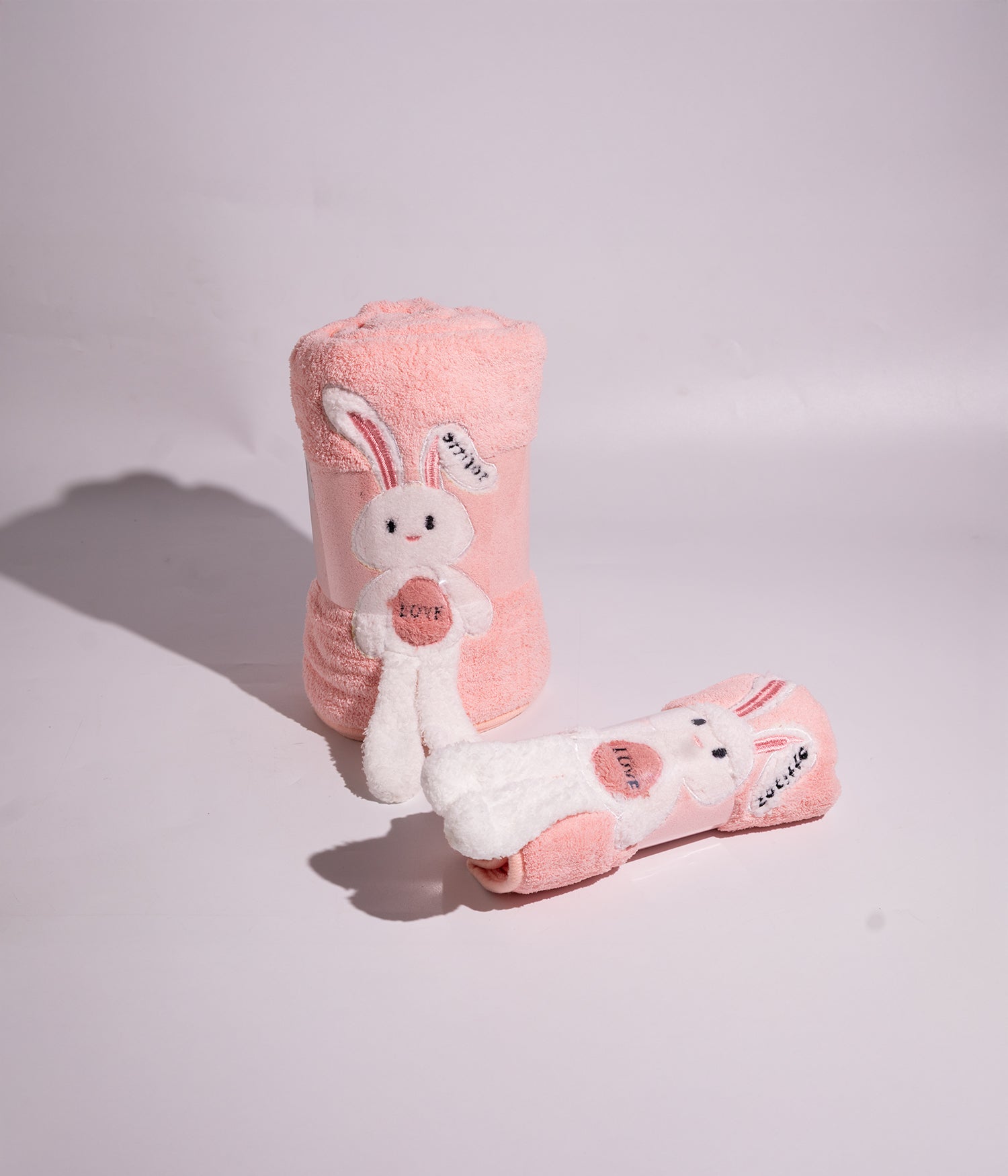 Cotton Rabbit Pattern Bath Towel Set for Body and Hair - 2 Pieces