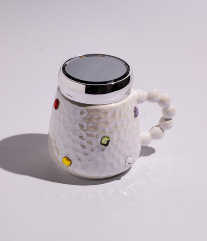 كوب سيراميك بتصميم أنيق مع غطاء محكم الاغلاق