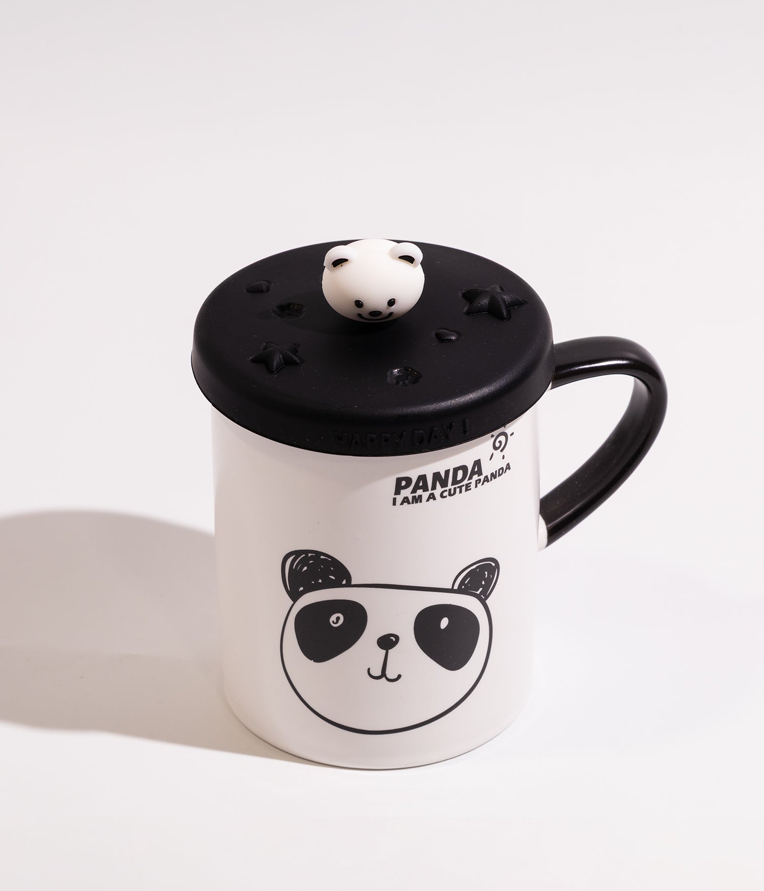 كوب سيراميك برسوم باندا لطيف مع غطاء لحفظ الحرارة