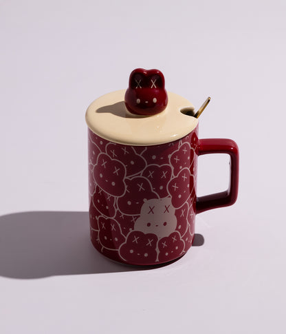 كوب سيراميك بتصميم مجسم رأس الارنب مع ملعقة