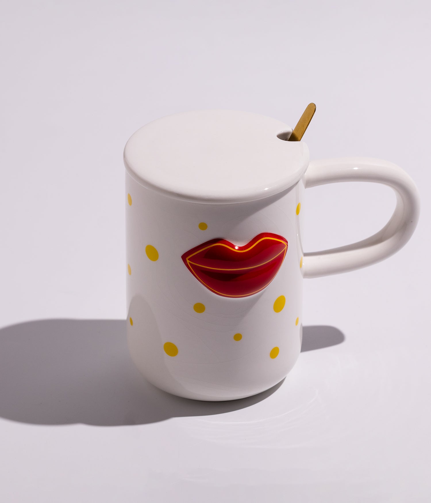 كوب قهوة سيراميك بتصميم فريد مع غطاء وملعقة