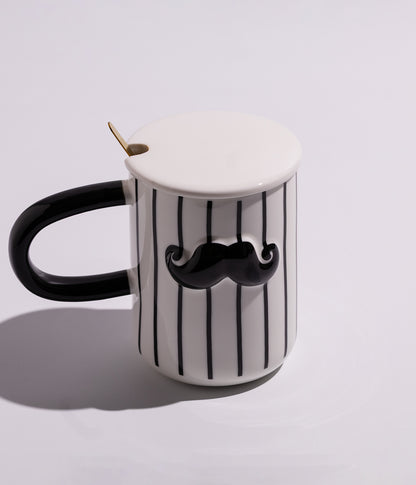 كوب قهوة سيراميك بتصميم فريد مع غطاء وملعقة