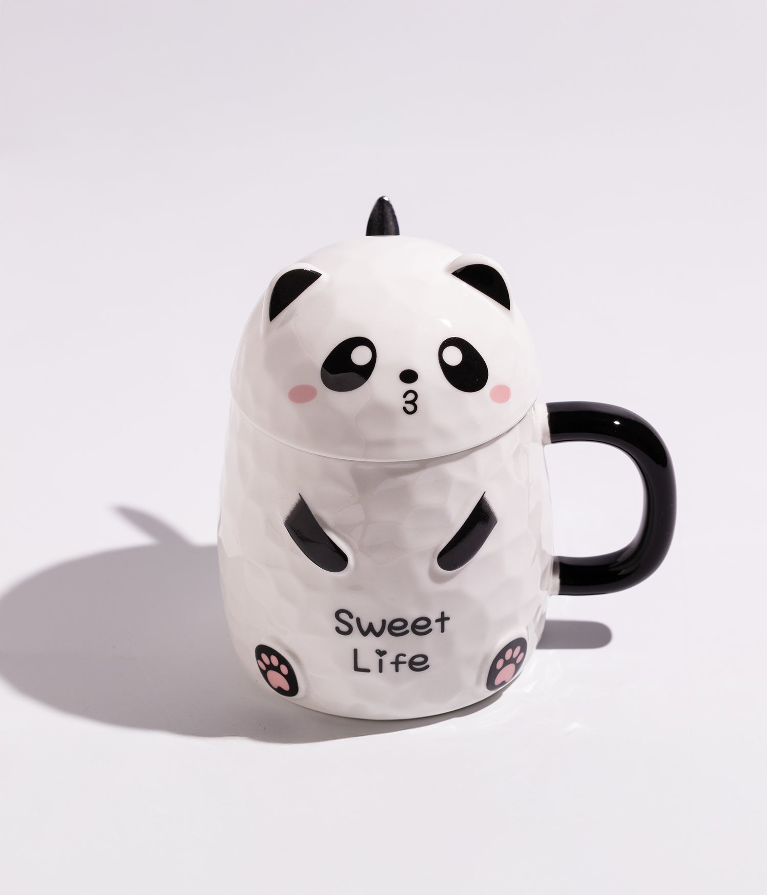 كوب قهوة سيراميك بتصميم باندا مع غطاء لحفظ الحرارة