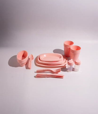 بيتا طقم (صحون، أكواب، ملاعق) بلاستيكية للنزهات - 54 قطعة