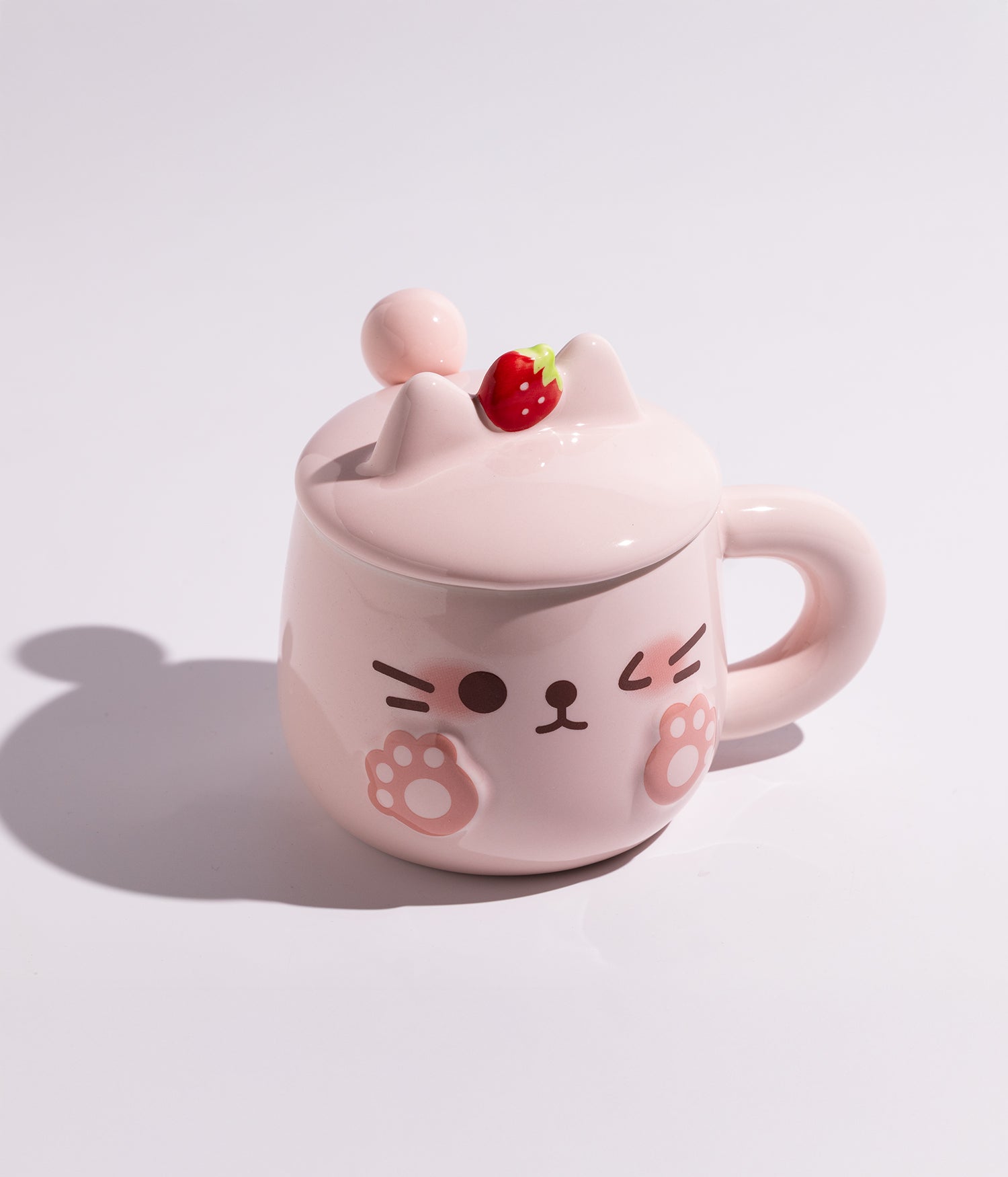 كوب سيراميك بتصميم كلب مرح وبغطاء وملعقة