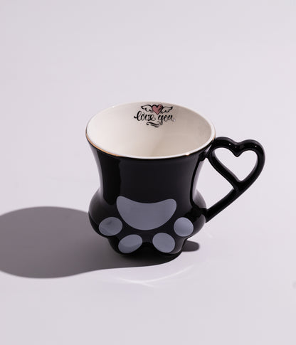 كوب سيراميك بتصميم فريد يد القطة مع مقبض قلب