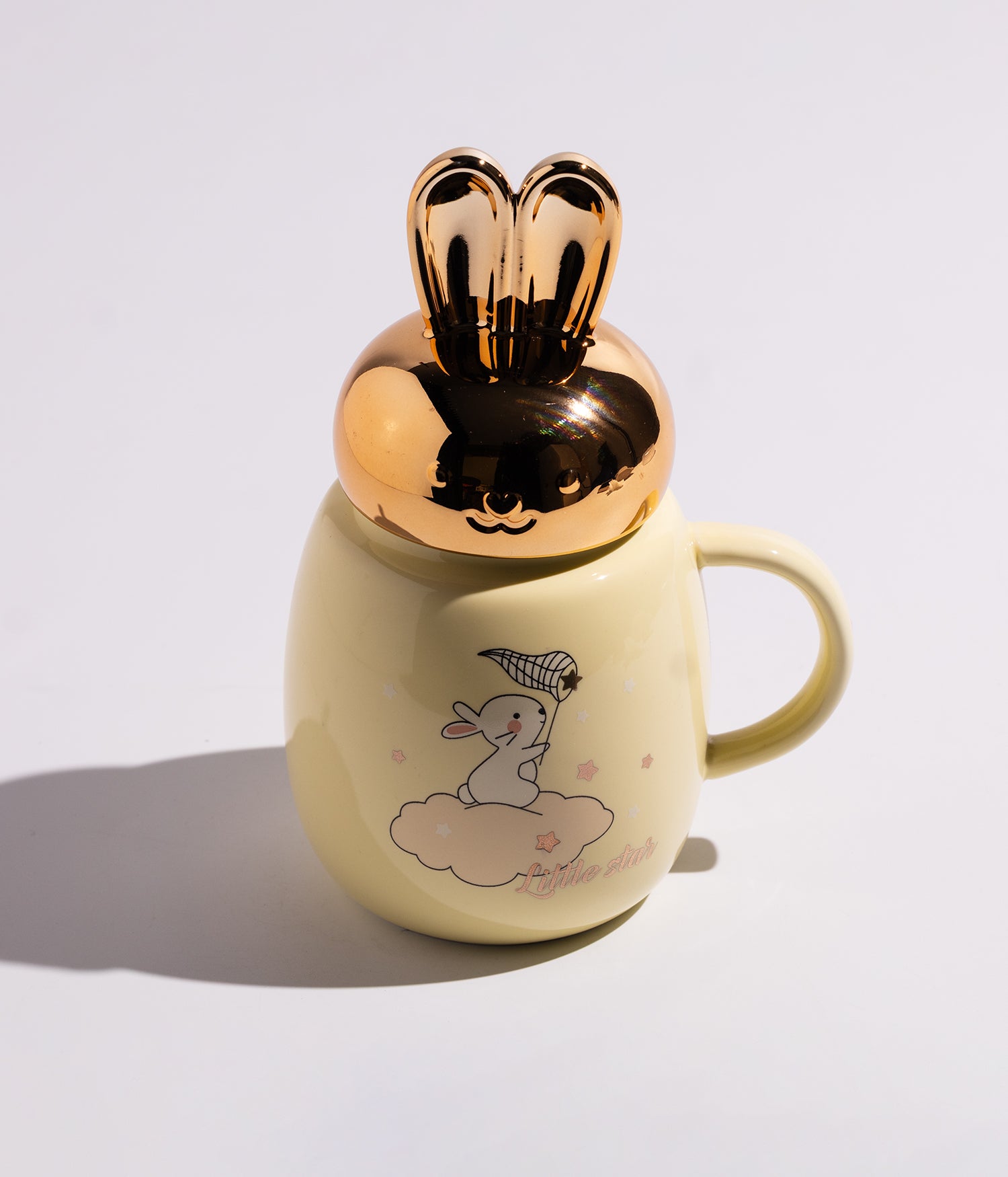 كوب سيراميك بتصميم أرانب ودببة مع غطاء بأذنين
