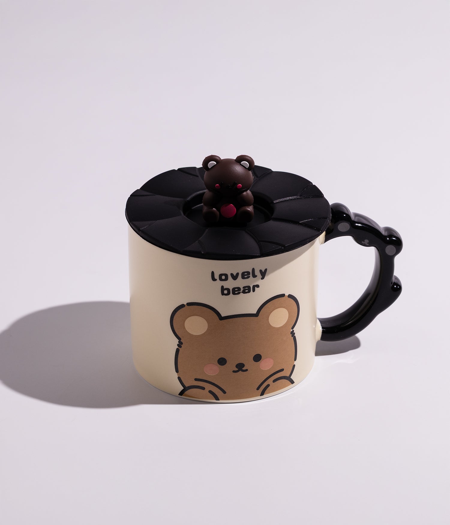 كوب سيراميك بتصميم دببة لطيفة مع غطاء