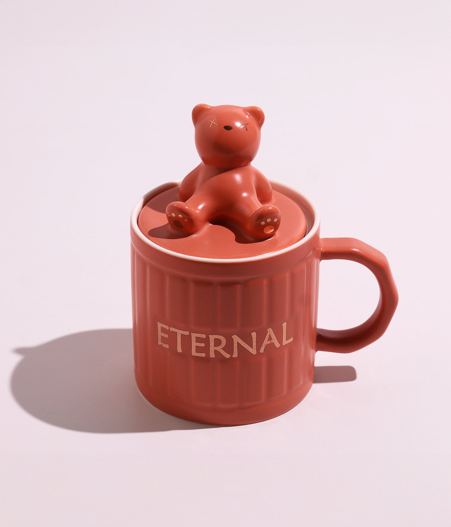 كوب سيراميك بتصميم دب على الغطاء مع ملعقة