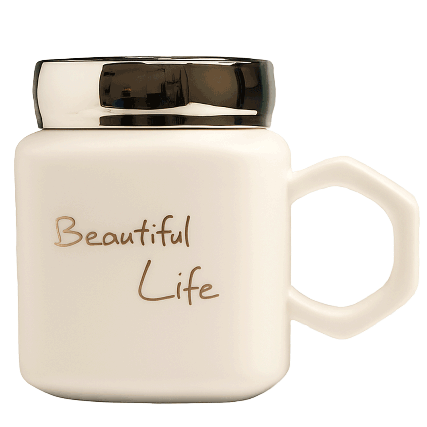 Beautiful Life Ceramic Coffee Mug with Heat Resistant Lid