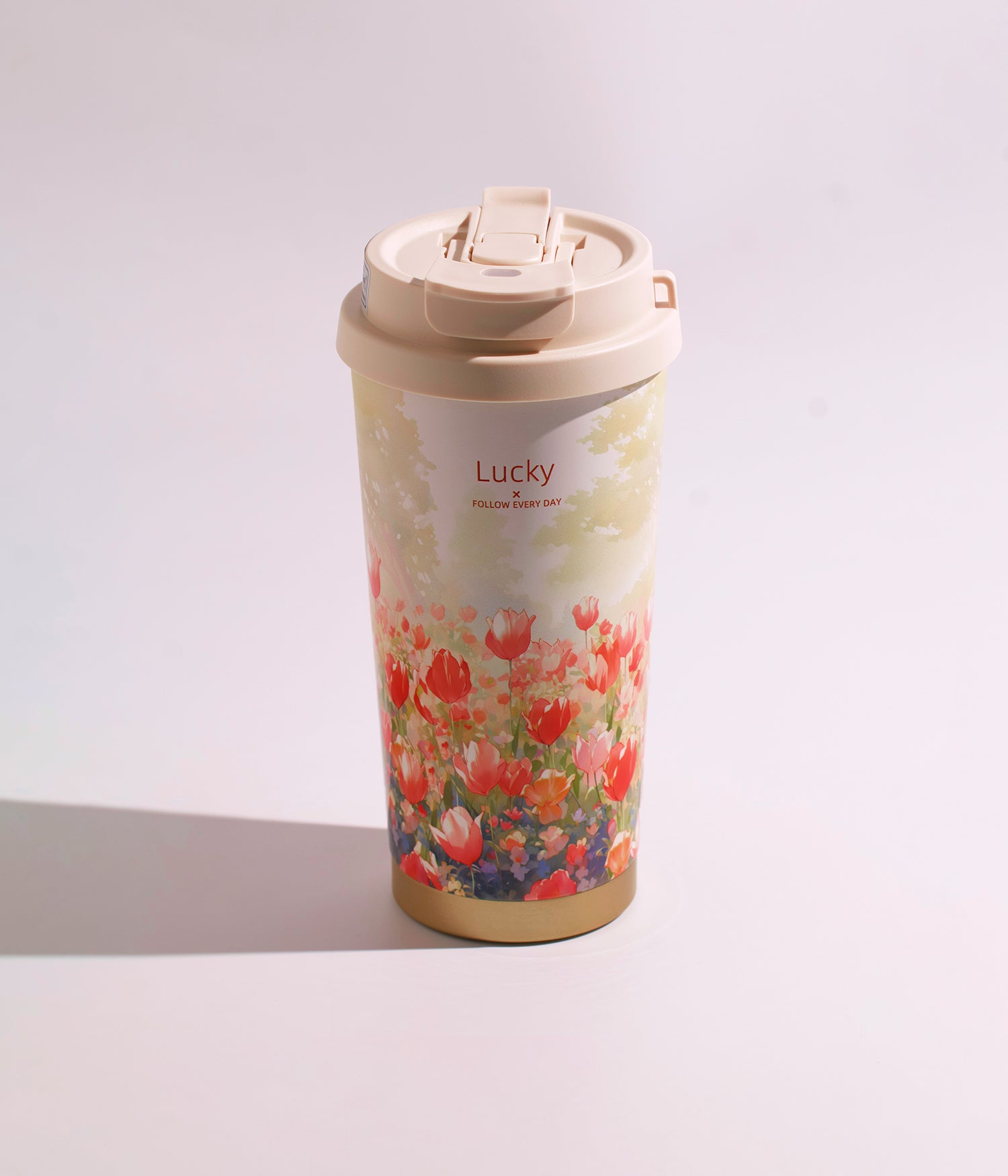 كوب حراري سيراميكي بزهور ملونة أنيقة وفنية مع غطاء محكم