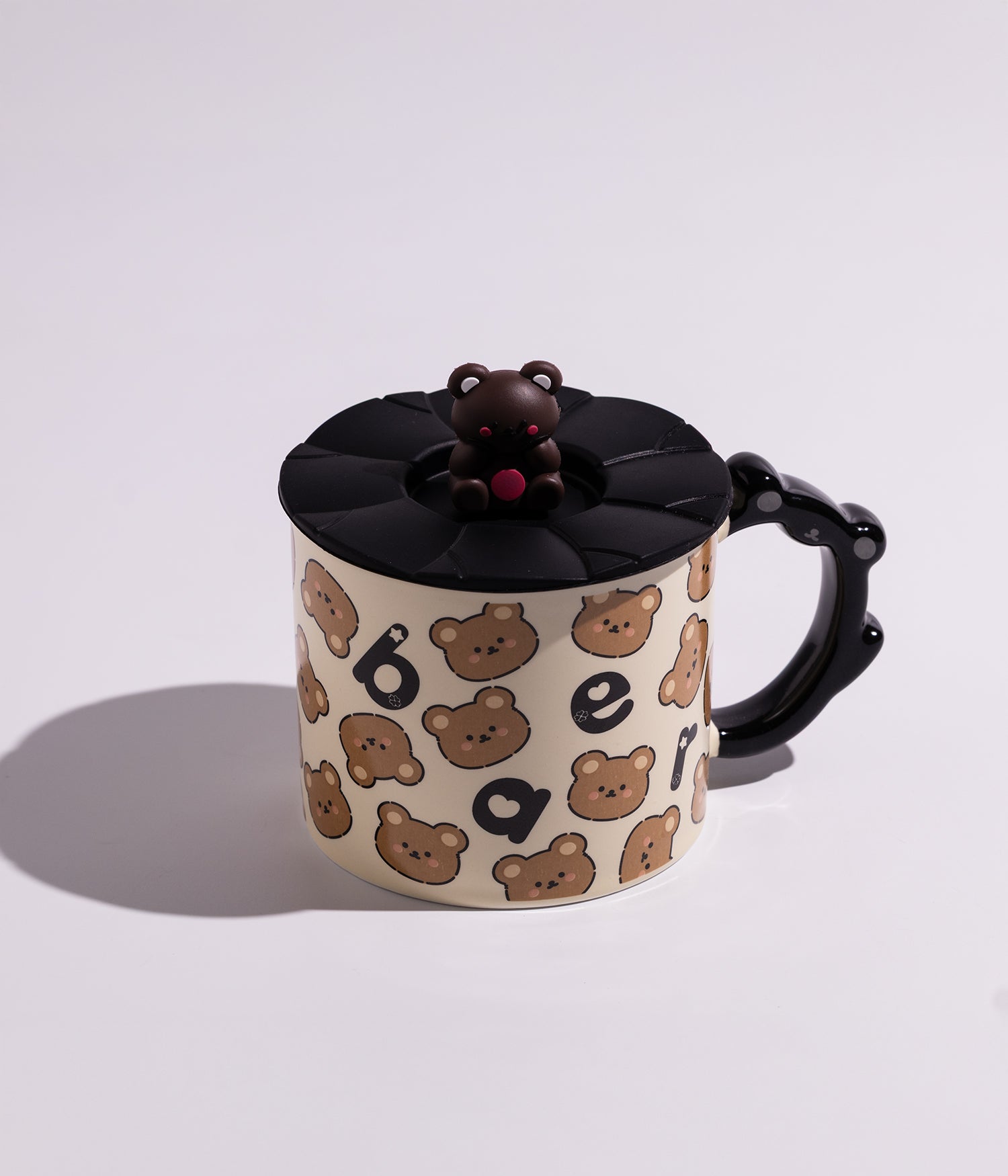 كوب سيراميك بتصميم دببة لطيفة مع غطاء