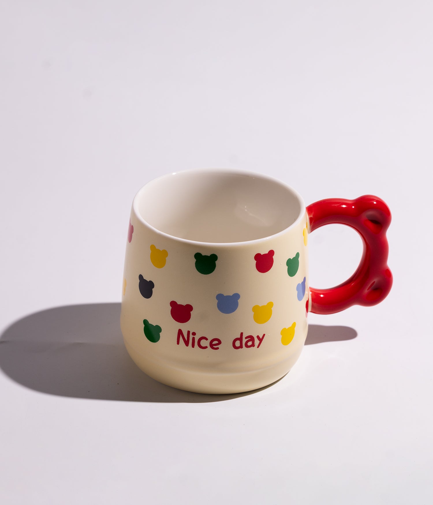 كوب سيراميك بتصاميم دببة مع غطاء بمجسم دب وملعقة