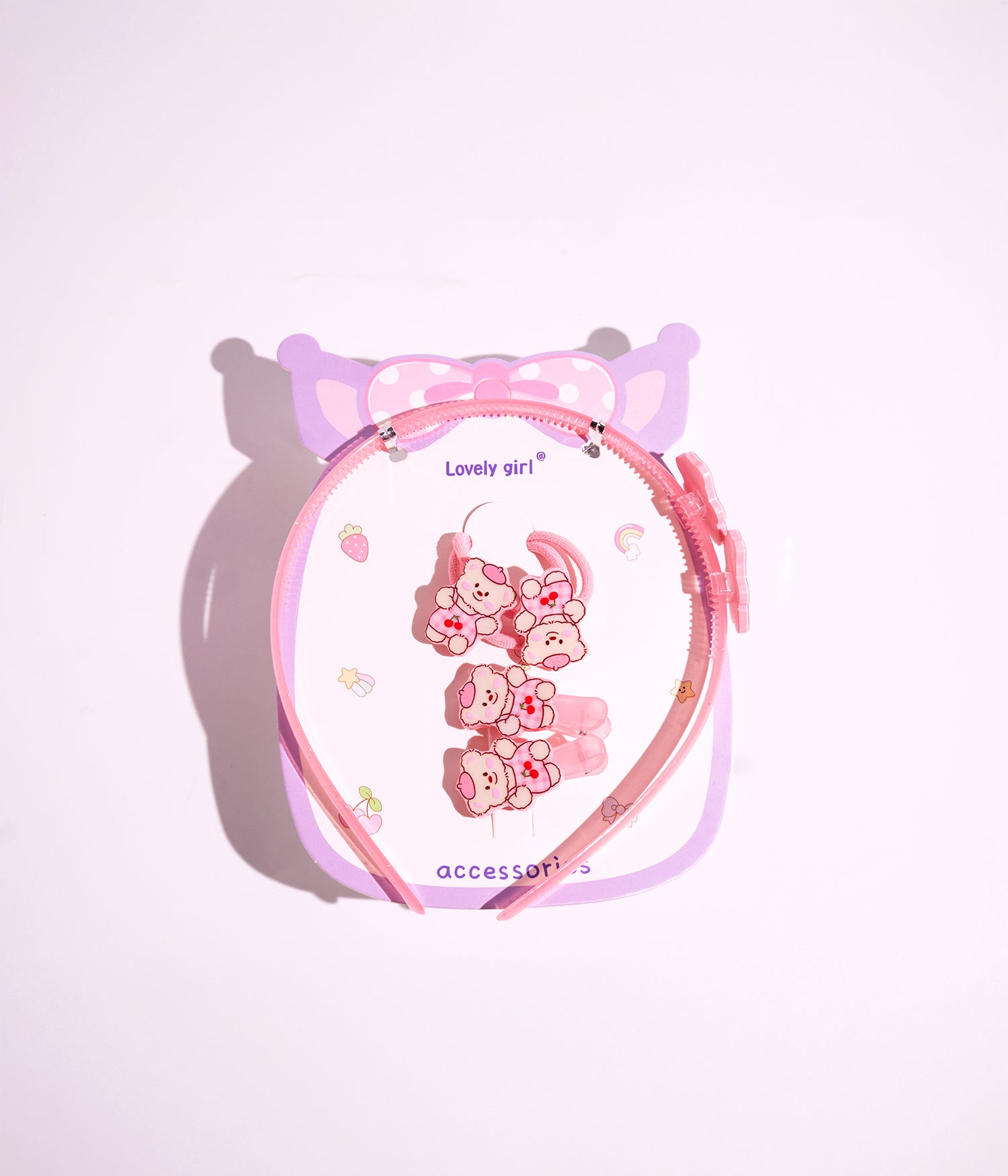 مجموعة طوق للشعر مع مشابك وربطات -5قطع