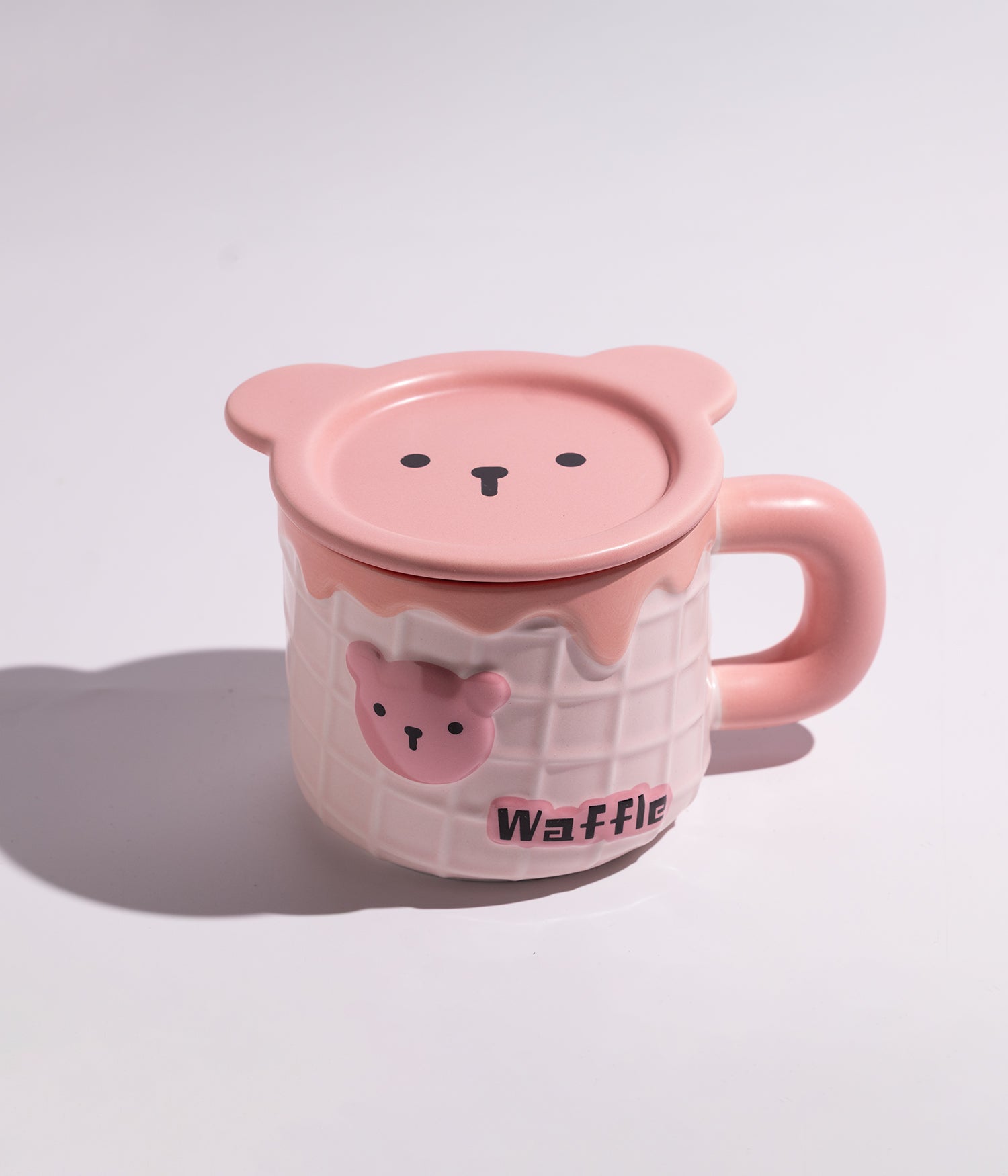 كوب سيراميك بتصميم وجه دب لطيف على الغطاء