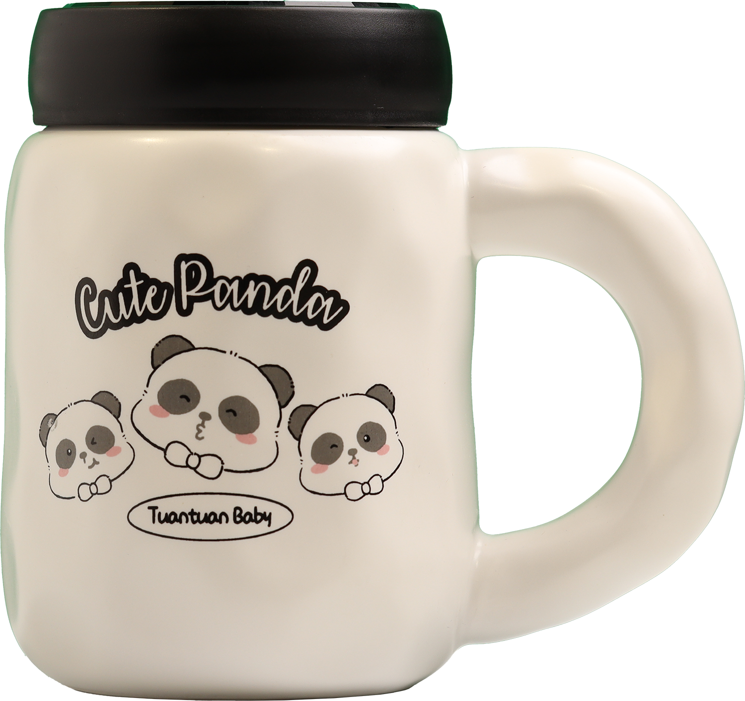 Cute Panda Design Ceramic Mug with Lid for Drinking